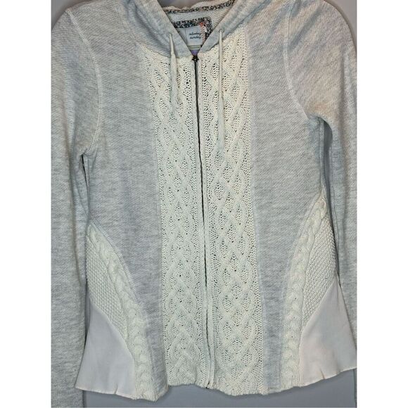 Saturday Sunday Anthropologie Full Zip White Cable Knit Hoodie Size XS - Picture 2 of 8